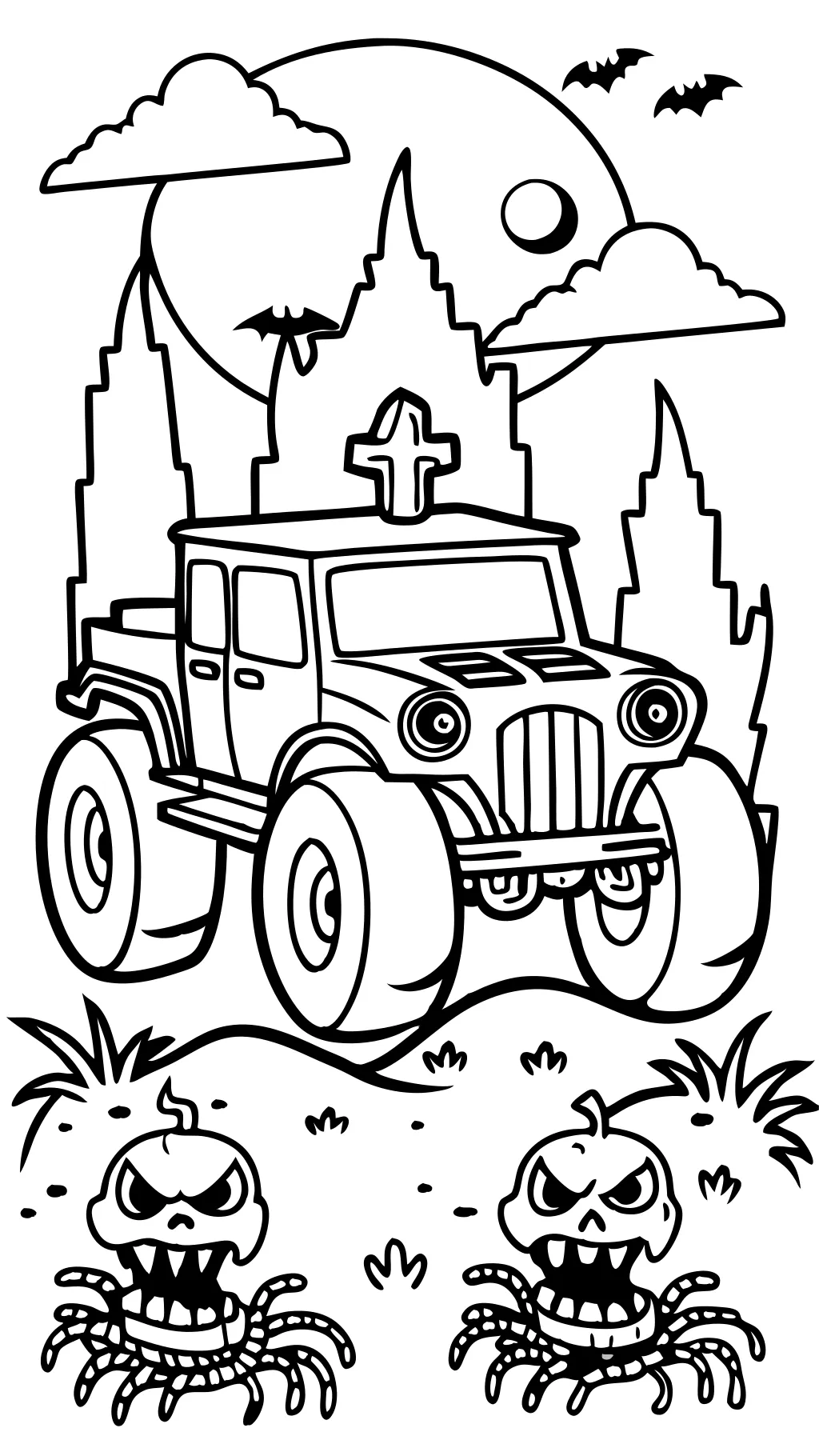 coloriage de camion de monstre zombie